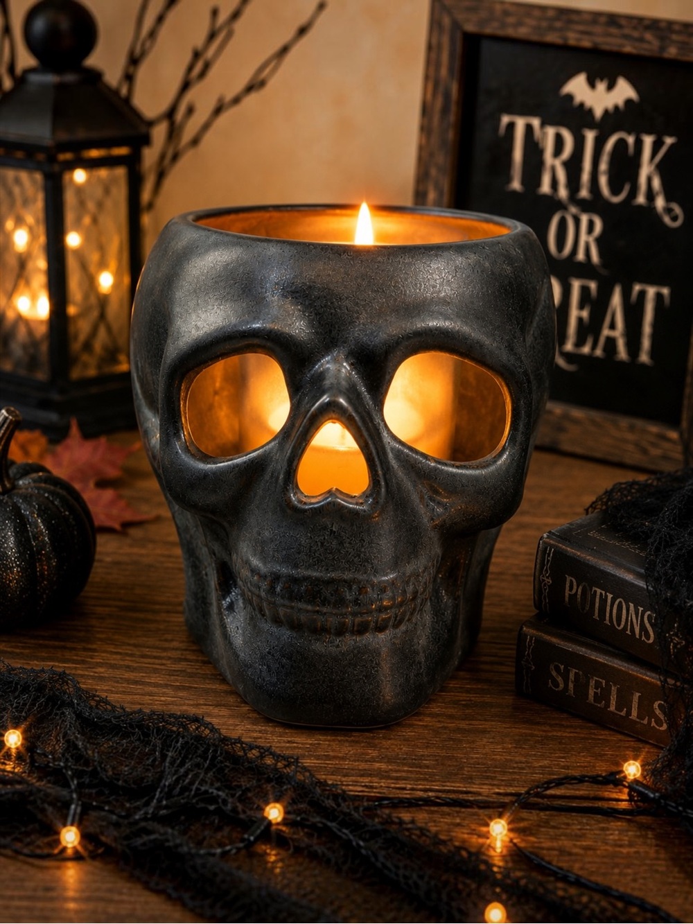 Threshold Ceramic Skull Candle Holder Black Halloween Decor Target 2024 Gothic